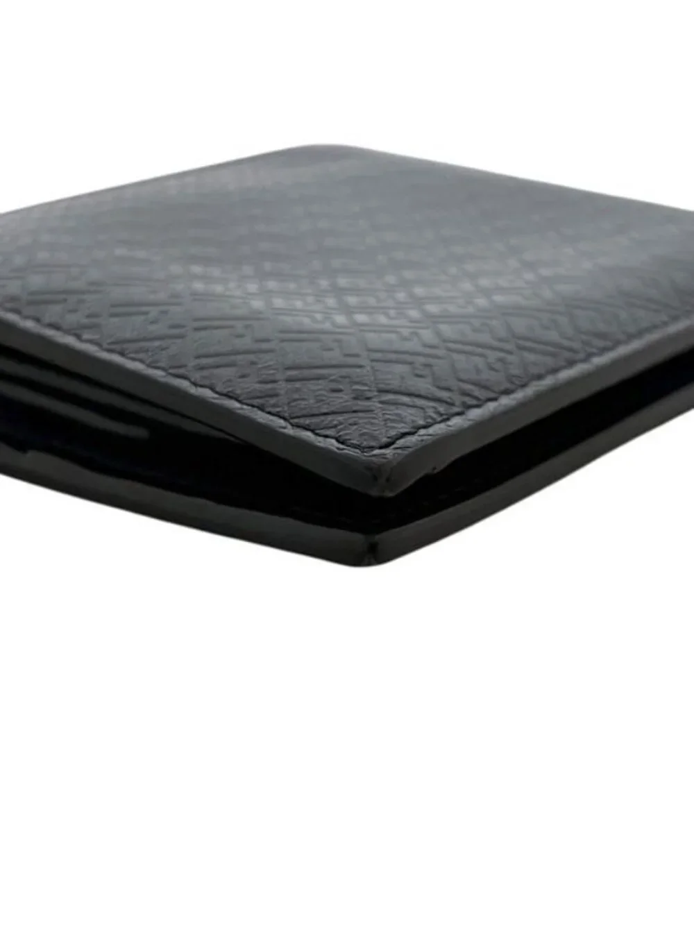 Fendi Bifold Wallet Micro FF Aglp 219 Leather Asphalt Nero Palladio Black